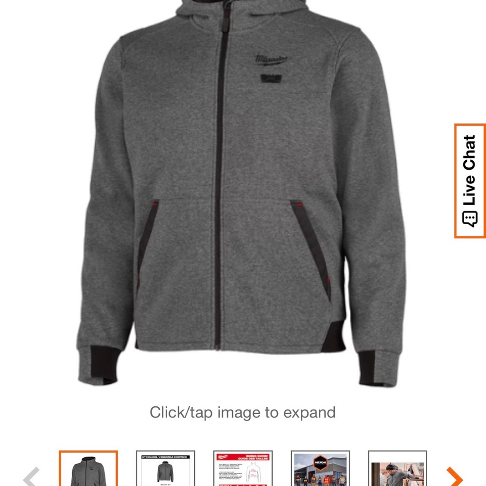 Milwaukee tool men’s large M12 12V gray heated hoodie kit (battery not included)